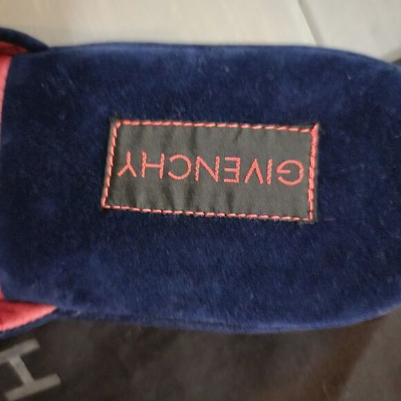 Givenchy Blue Velvet Slip On Closed Toe Flat Mule Clog Slippers size large main image 8